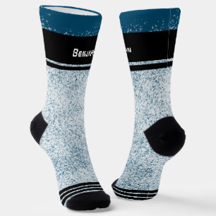 Schneeflocken Winter Blau Sportlich Name Socken