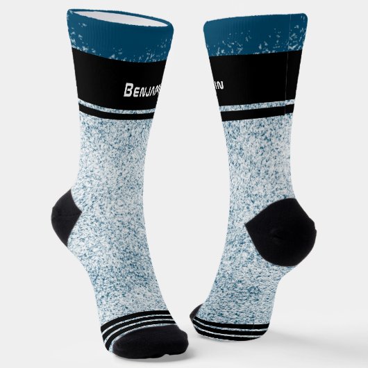 Schneeflocken Winter Blue Sportname Socken (Gewinkelt)