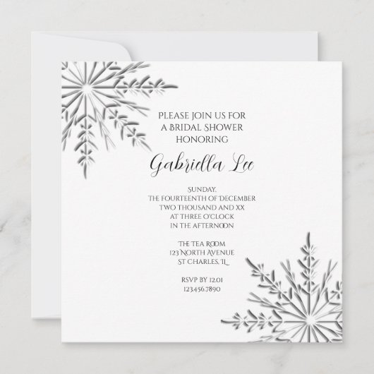 Schneeflocken Winter Bridal Dusche Einladung