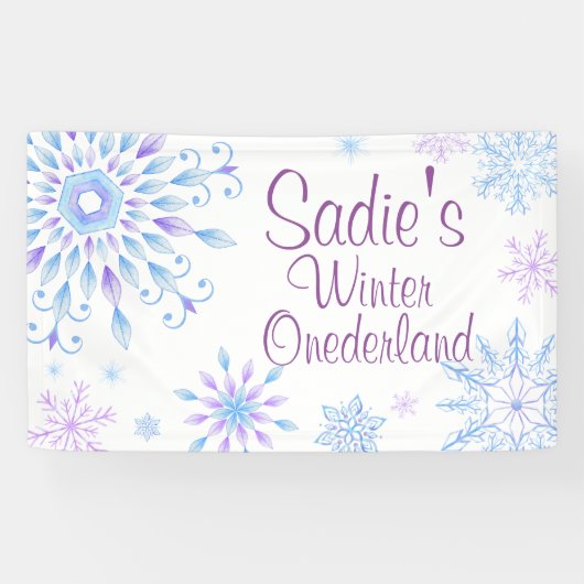 Schneeflocken Winter Einmal-Derland Erster Geburts Banner (Horizontal)