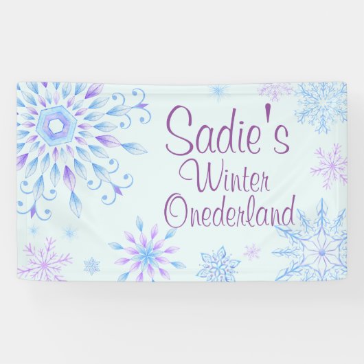 Schneeflocken Winter Einmal-Derland Erster Geburts Banner (Horizontal)