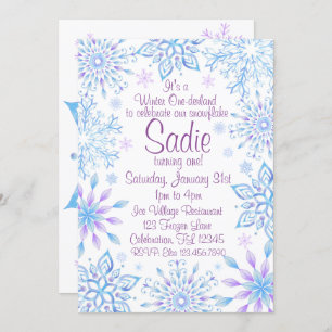 Schneeflocken Winter Einmal-Derland Erster Geburts Einladung
