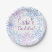 Schneeflocken Winter Einmal-Derland Erster Geburts Pappteller (Vorderseite)