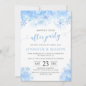 Schneeflocken Winter glücklich nach der Hochzeit Einladung (Vorderseite)