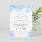 Schneeflocken Winter glücklich nach der Hochzeit Einladung (Stehend Vorderseite)
