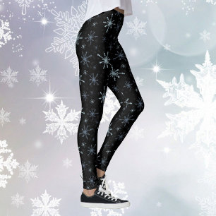 Schneeflocken Winter Hochwertige Frauen Schwarzer  Leggings
