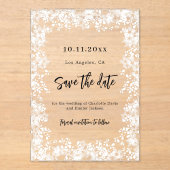 Schneeflocken Winter klar Hochzeit Save the Date K Acryleinladungen (Vorderseite)