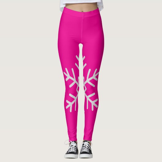 Schneeflocken Winter Leggings Pink Workout Pants (Vorderseite)