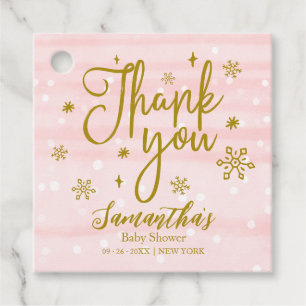 Schneeflocken Winter Mädchen Baby Shower Danke Geschenkanhänger