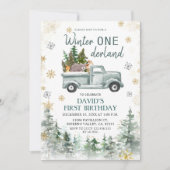 Schneeflocken Winter ONEderland Geburtstagsparty Einladung (Vorderseite)