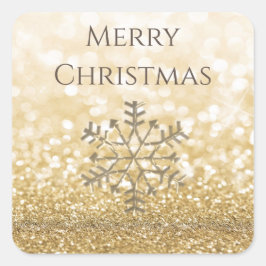 Schneeflocken Winter Romantische Glitterie funkeln Quadratischer Aufkleber