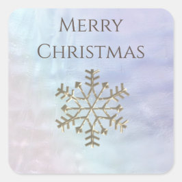 Schneeflocken Winter Romantische Perlholografie Quadratischer Aufkleber