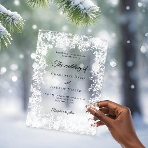 Schneeflocken Winter Weiße klare Hochzeit Acryleinladungen