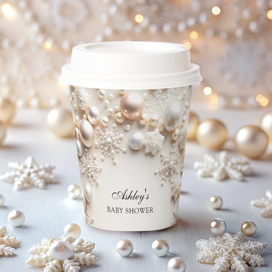 Schneeflocken Winter Wonderland Babydusche Pappbecher