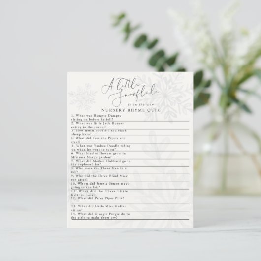 Schneeflocken Winterbabydusche Quiz (Stehend Vorderseite)