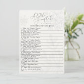 Schneeflocken Winterbabydusche Quiz Einladung (Stehend Vorderseite)