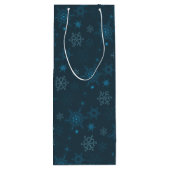 Schneeflocken Winterblau nahtlos Muster Geschenktüte Für Weinflaschen (Rückseite)