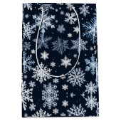 Schneeflocken Winterdesign Blaue Kälte Niedlich Mittlere Geschenktüte (Vorderseite)