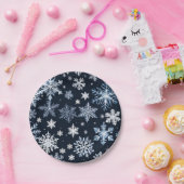 Schneeflocken Winterdesign Blaue Kälte Niedlich Pappteller (Party)