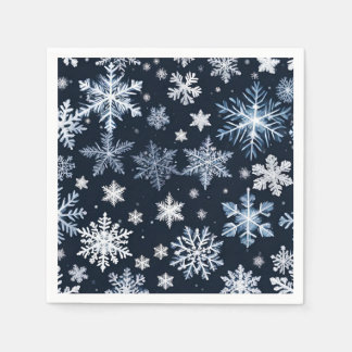 Schneeflocken Winterdesign Blaue Kälte Niedlich Serviette
