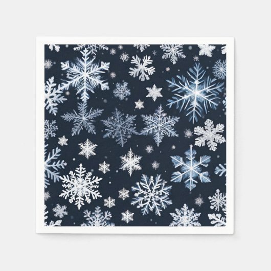 Schneeflocken Winterdesign Blaue Kälte Niedlich Serviette (Vorderseite)