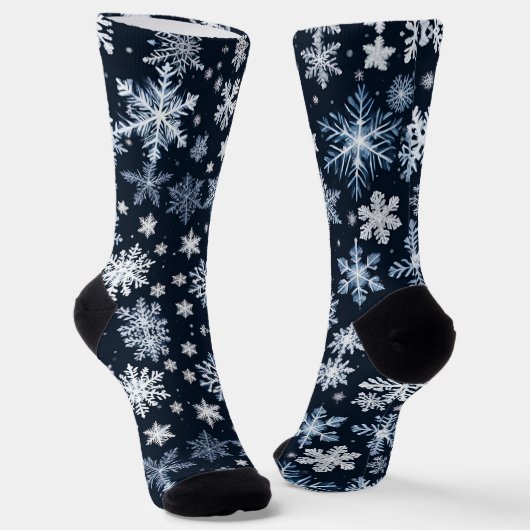 Schneeflocken Winterdesign Blaue Kälte Niedlich Socken (Gewinkelt)