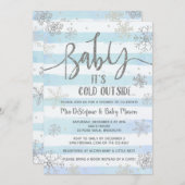 Schneeflocken Winterdusche Einladung (Vorne/Hinten)