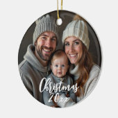 Schneeflocken WinterFoto Keramik Ornament (Links)