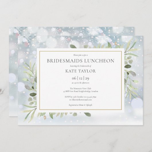 Schneeflocken Wintergarten Bridesmaids Einladung (Vorne/Hinten)