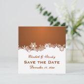 Schneeflocken-Winterhochzeit Save the Date (Stehend Vorderseite)