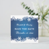 Schneeflocken-Winterhochzeit Save the Date (Stehend Vorderseite)
