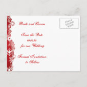 Schneeflocken-Winterhochzeit Save the Date Ankündigungspostkarte (Rückseite)
