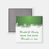 Schneeflocken-Winterhochzeit Save the Date Magnet (Vorderseite/Rückseite)