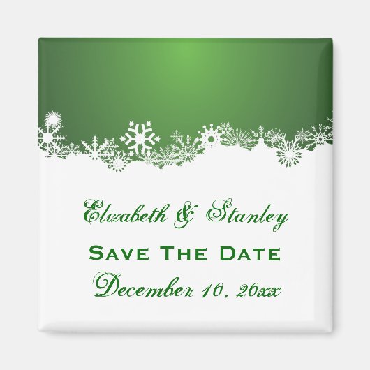 Schneeflocken-Winterhochzeit Save the Date Magnet (Vorne)