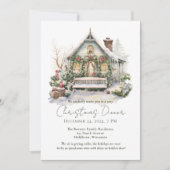 Schneeflocken Winterlandschaft Wasserfarbene Pinie Einladung (Vorderseite)