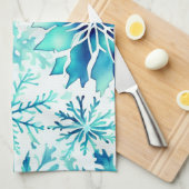 Schneeflocken Wintermagie Wasserfarbenmuster Geschirrtuch (Viertel Falte)