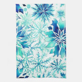 Schneeflocken Wintermagie Wasserfarbenmuster Geschirrtuch (Vertikal)