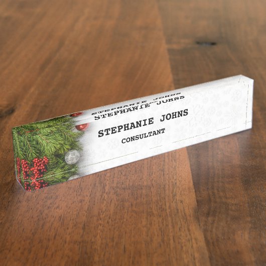 Schneeflocken Wintermonogramm Vorlagen Weiß Namensplakette (Seite)