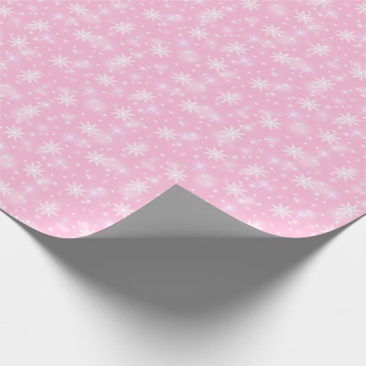 Schneeflocken Winterpink Geschenkpapier (Ecke)