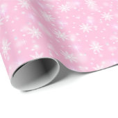 Schneeflocken Winterpink Geschenkpapier (Rolleneckpunkt)