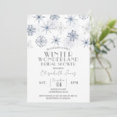 Schneeflocken Winterwonderland Brautparty Einladung (Stehend Vorderseite)