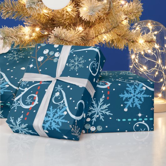 Schneeflocken Wirbel und Glitzern Christnas Geschenkpapier (Feiertage)