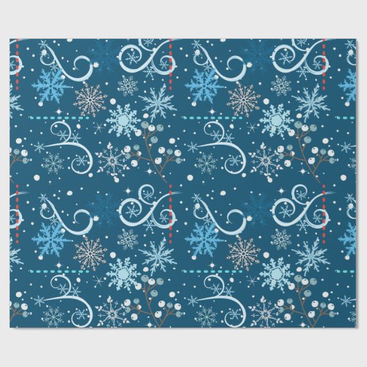 Schneeflocken Wirbel und Glitzern Christnas Geschenkpapier (Flach)