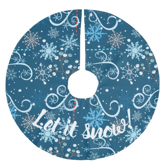 Schneeflocken Wirbel und Glitzern Polyester Weihnachtsbaumdecke (Vorderseite)