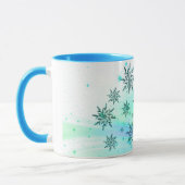 Schneeflocken wirbeln aquamariner blauer Winter Tasse (Links)