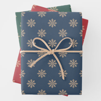 Schneeflocken-Wrapping Paper Flat Sheet Set 3 Geschenkpapier Set