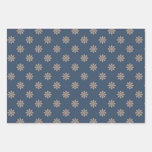Schneeflocken-Wrapping Paper Flat Sheet Set 3 Geschenkpapier Set (Vorderseite)