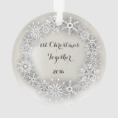 Schneeflocken Wreath Personalisierter Weihnachtssc Ornament (Rückseite)