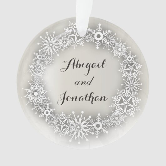 Schneeflocken Wreath Personalisierter Weihnachtssc Ornament (Vorderseite)