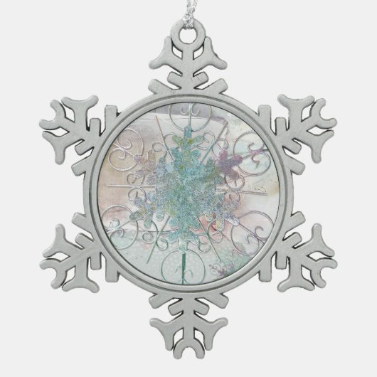 Schneeflocken-Zinndekoration Schneeflocken Zinn-Ornament (Vorderseite)